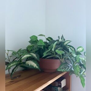 Vintage artificial plants in terracotta pot